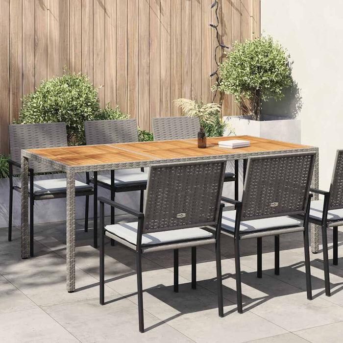 Tavolo Giardino 190x90x75 cm Polyrattan Legno di Acacia Grigio 316723