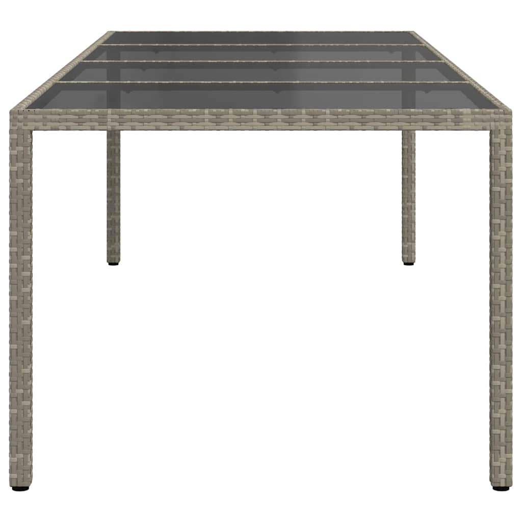 Tavolo Giardino Grigio 250x100x75cm Vetro Temperato Polyrattan 316727