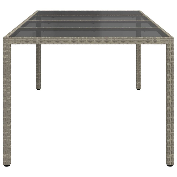 Tavolo Giardino Grigio 250x100x75cm Vetro Temperato Polyrattan 316727
