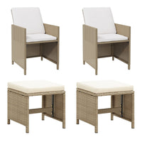Sedie da Giardino con Sgabelli 2 pz in Polyrattan Beige cod mxl 23213