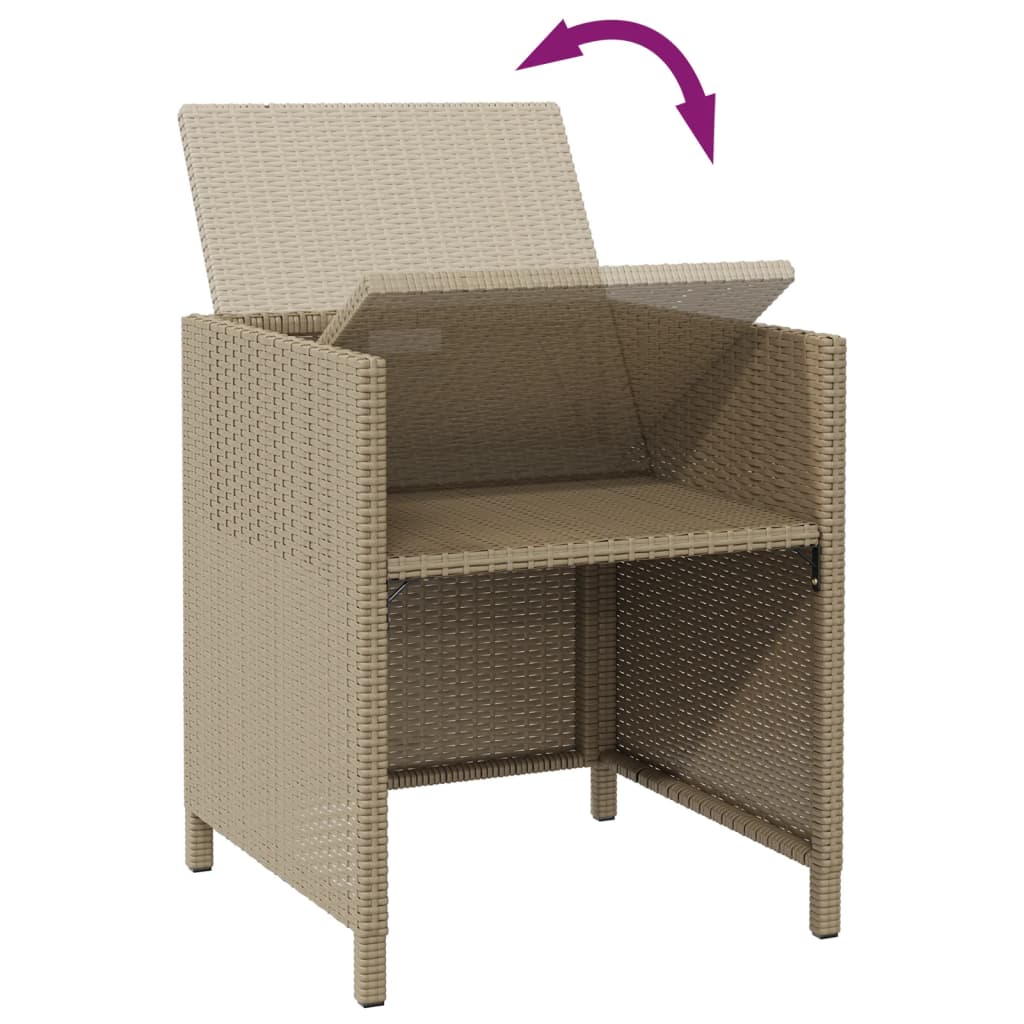 Sedie da Giardino con Sgabelli 2 pz in Polyrattan Beige cod mxl 23213