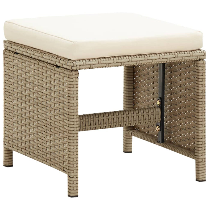 Sedie da Giardino con Sgabelli 2 pz in Polyrattan Beige cod mxl 23213