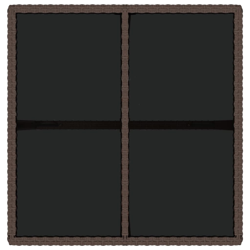 Tavolo da Giardino Marrone 109x107x74 cm in Polyrattan e Vetro 316788