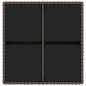 Tavolo da Giardino Marrone 109x107x74 cm in Polyrattan e Vetro 316788