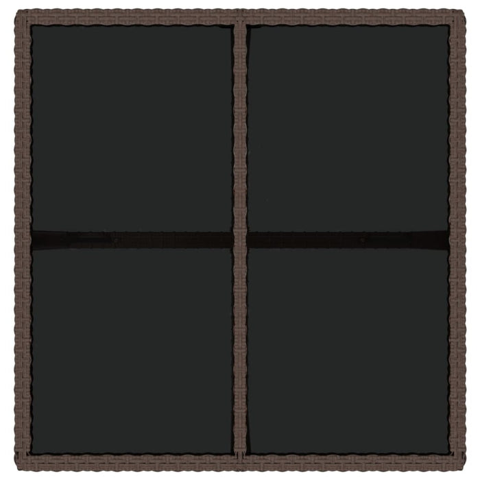 Tavolo da Giardino Marrone 109x107x74 cm in Polyrattan e Vetro 316788