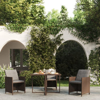 Tavolo da Giardino Marrone 109x107x74 cm in Polyrattan e Vetro cod mxl 34391