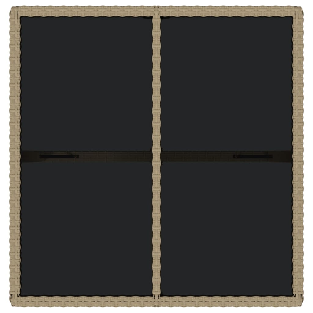 Tavolo da Giardino Beige 109x107x74 cm in Polyrattan e Vetro