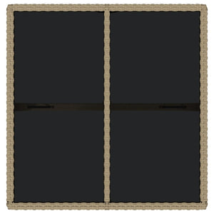Tavolo da Giardino Beige 109x107x74 cm in Polyrattan e Vetro