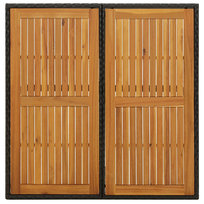 Tavolo Giardino Nero 109x107x74 cm Polyrattan e Massello Acacia cod mxl 34396