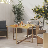 Tavolo da Giardino Beige 109x107x74 cm in Polyrattan e Acacia cod mxl 34245