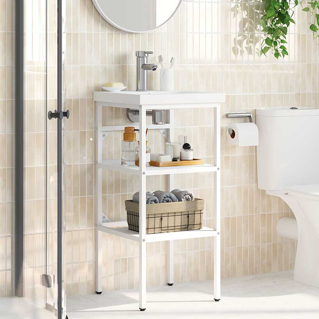 Struttura per Lavabo da Bagno Bianca 40x38x83 cm in Ferro 338484