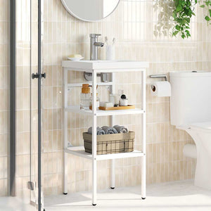Struttura per Lavabo da Bagno Bianca 40x38x83 cm in Ferro 338484