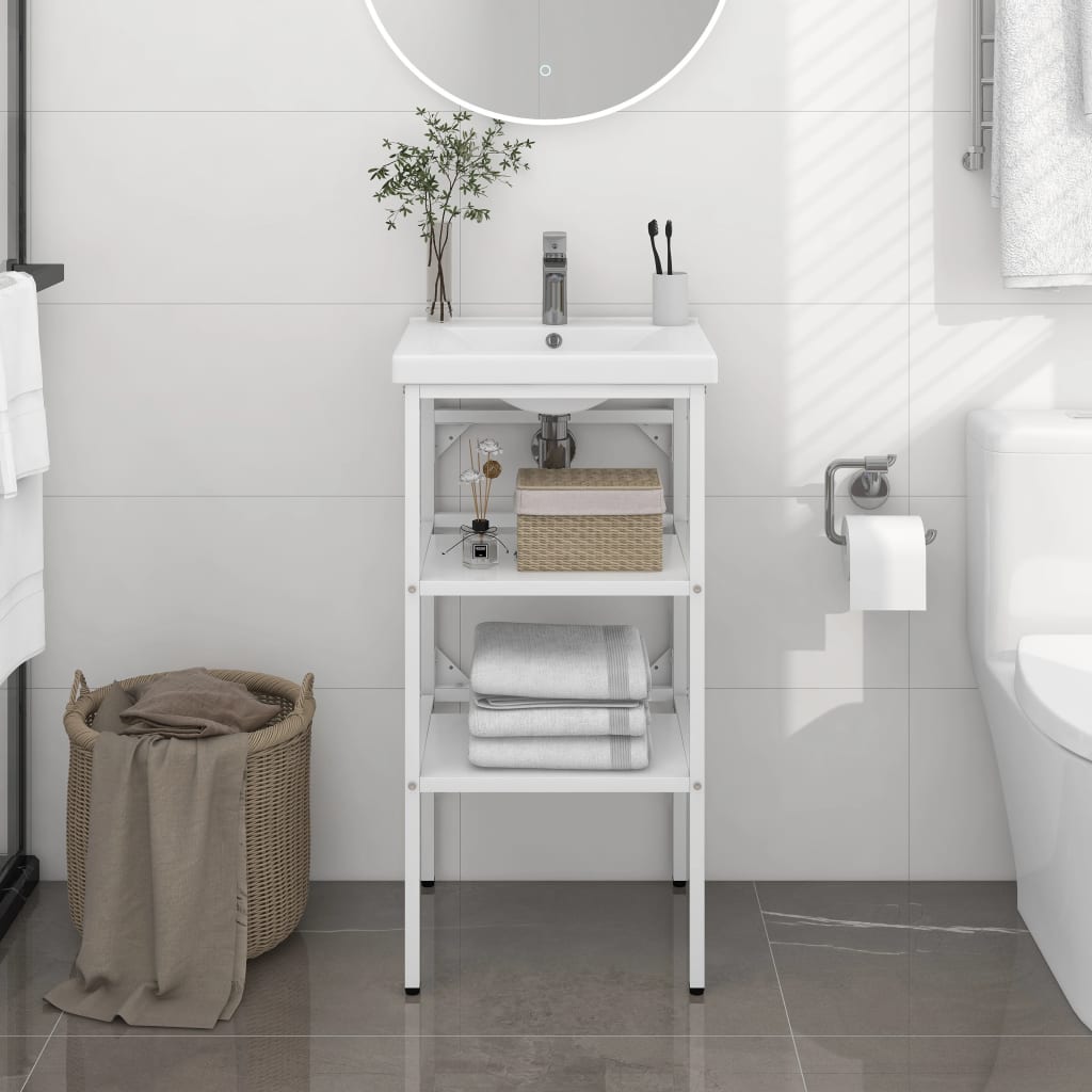 Struttura per Lavabo da Bagno-Supporti per Lavandino Bianca 40x38x83 cm in Ferro 461668