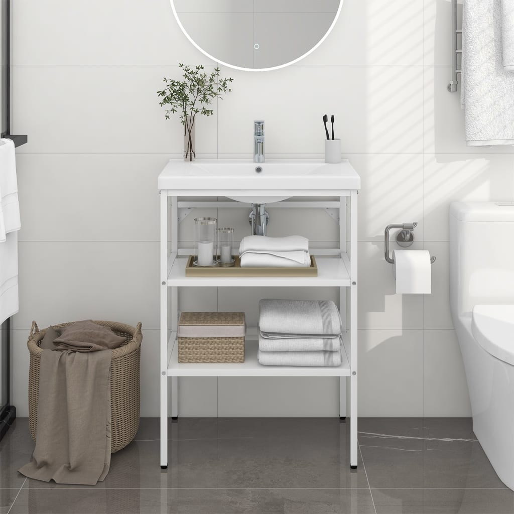 Struttura per Lavabo da Bagno-Supporti per Lavandino Bianca 59x38x83 cm in Ferro 952178