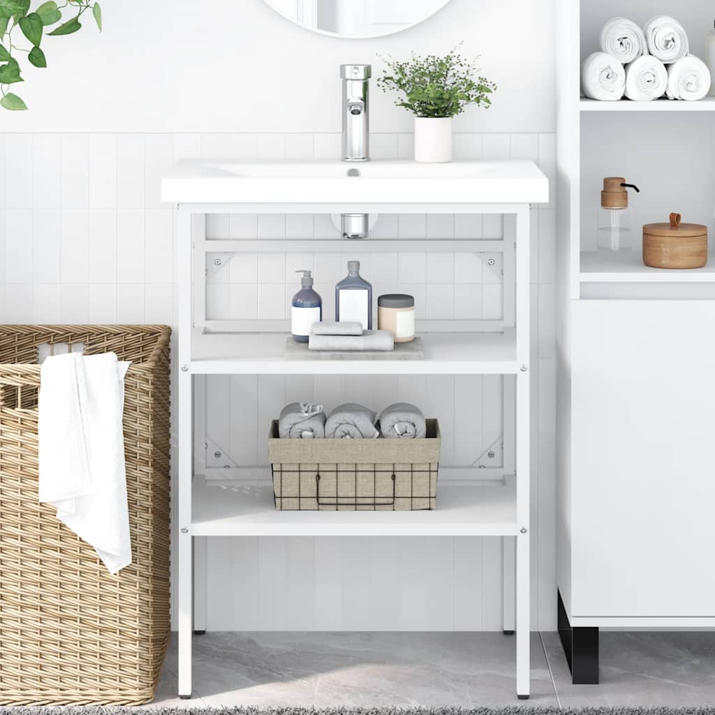 Struttura per Lavabo da Bagno Bianca 59x38x83 cm in Ferro 338485