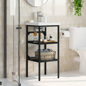 Struttura per Lavabo da Bagno Nera 40x38x83 cm in Ferro 338487