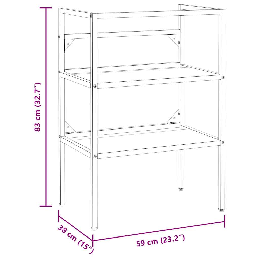 Struttura per Lavabo da Bagno Nera 59x38x83 cm in Ferro 338488