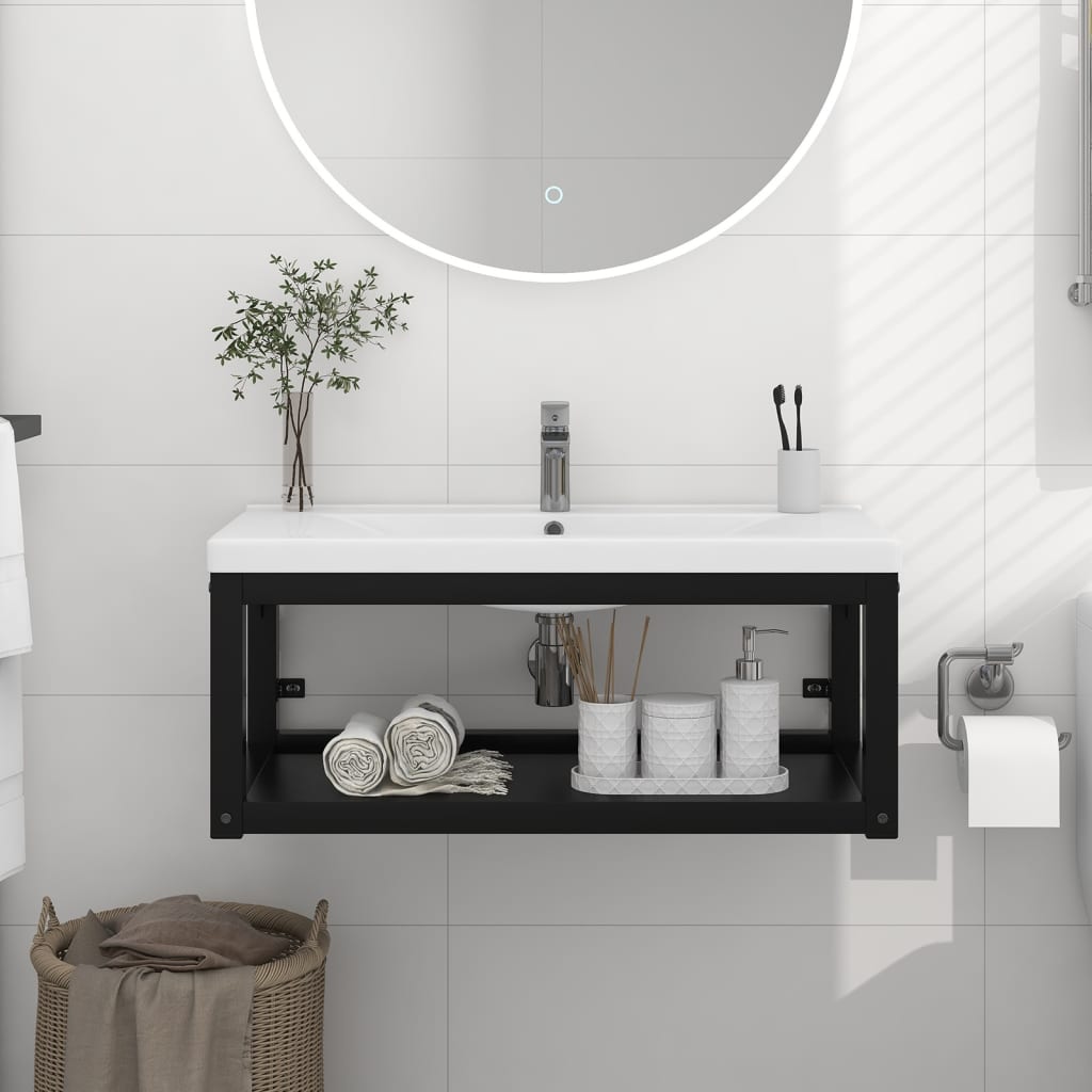 Struttura per Lavabo a Parete Nera 79x38x31 cm in Ferro 338495