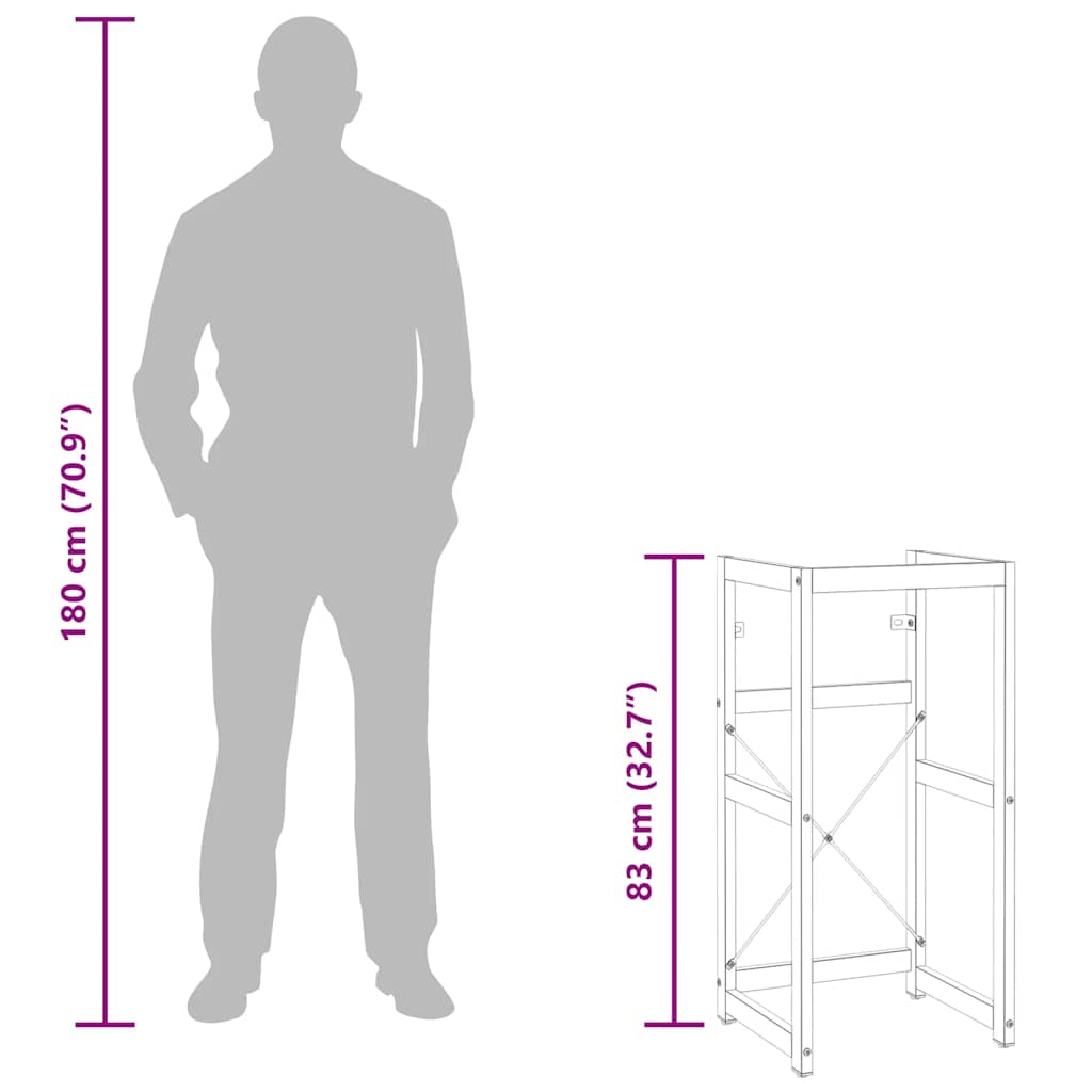 Struttura per Lavabo da Bagno Bianca 40x38x83 cm in Ferro 338496