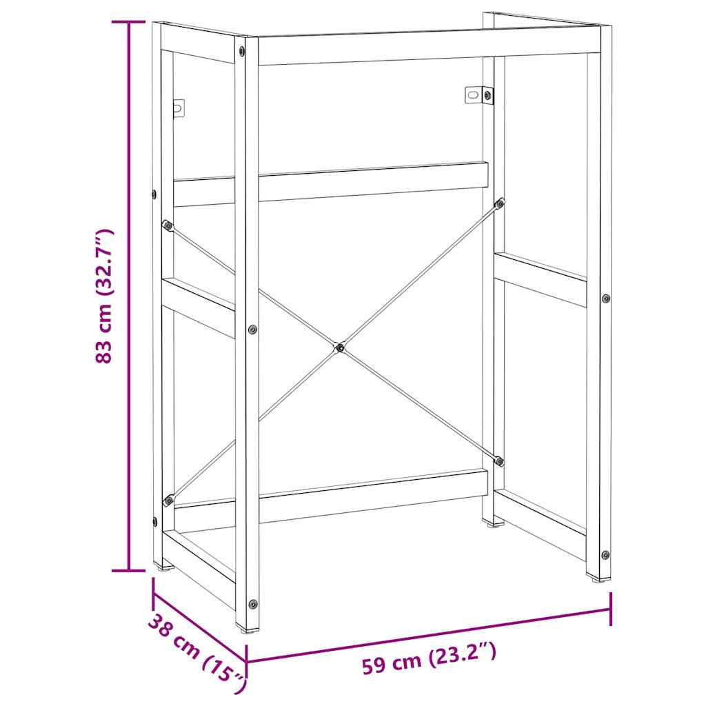 Struttura per Lavabo da Bagno Bianca 59x38x83 cm in Ferro 338497
