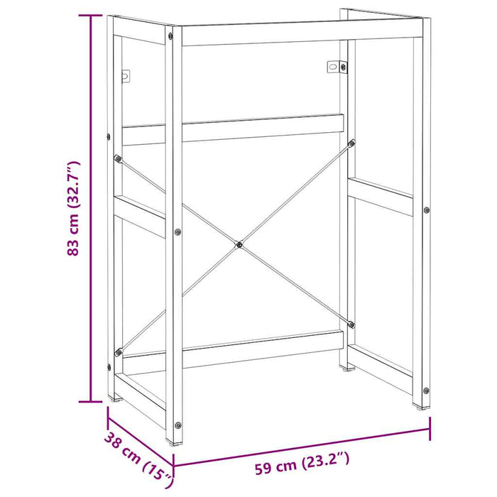 Struttura per Lavabo da Bagno Bianca 59x38x83 cm in Ferro 338497