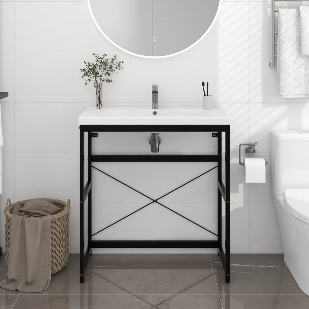 Struttura per Lavabo da Bagno-Supporti per Lavandino Nera 79x38x83 cm in Ferro 167951
