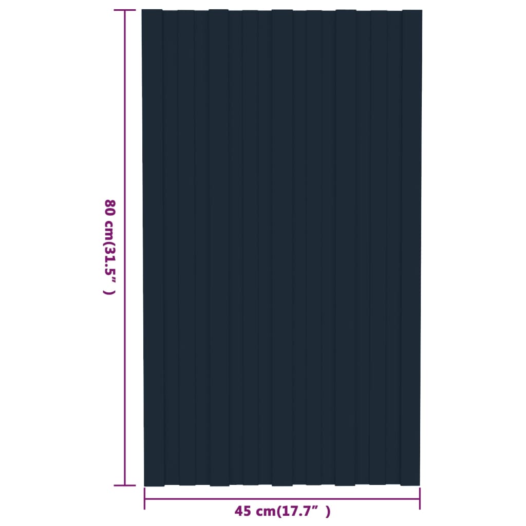 Pannelli da Tetto 12 pz in Acciaio Zincato Antracite 80x45 cm cod mxl 73996