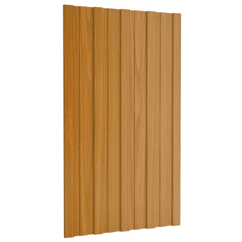 Pannelli da Tetto 12 pz Acciaio Zincato Legno Chiaro 80x45 cm