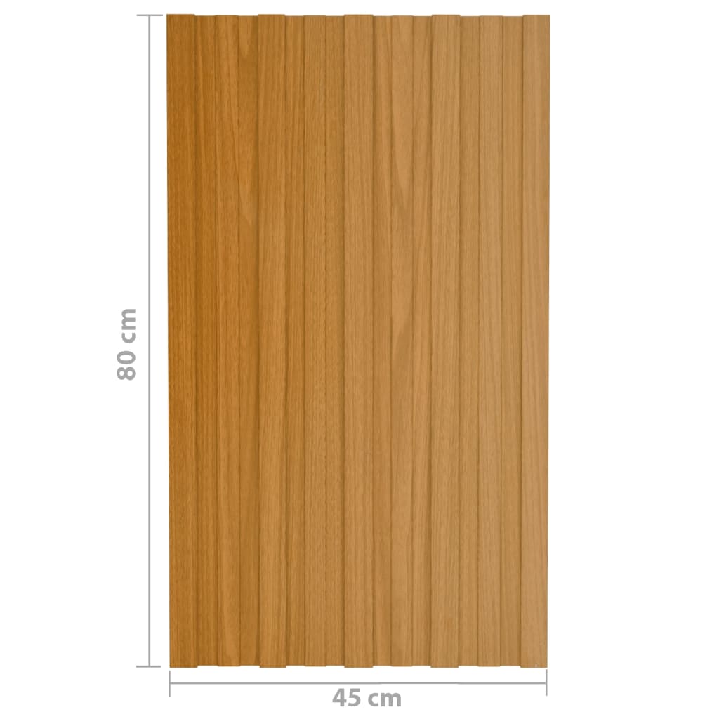 Pannelli da Tetto 12 pz Acciaio Zincato Legno Chiaro 80x45 cm