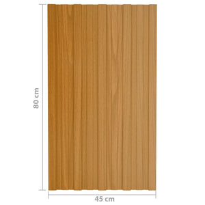 Pannelli da Tetto 12 pz Acciaio Zincato Legno Chiaro 80x45 cm