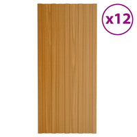 Pannelli da Tetto 12 pz Acciaio Zincato Legno Chiaro 100x45 cm