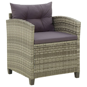 Sedia da Giardino con Cuscini in Polyrattan Grigio cod mxl 23224