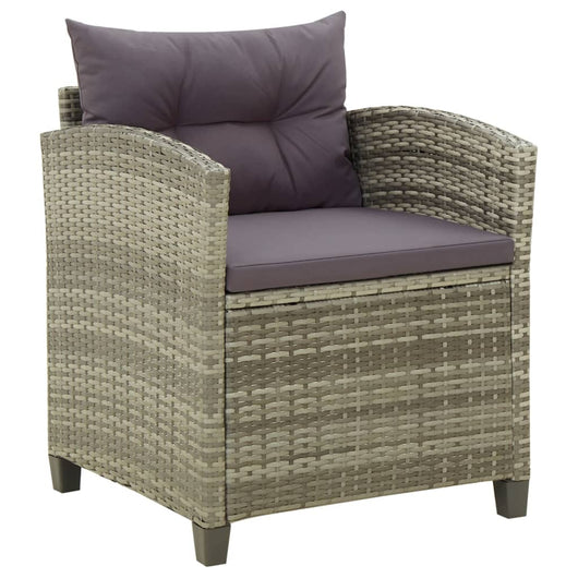 Sedia da Giardino con Cuscini in Polyrattan Grigio cod mxl 23224