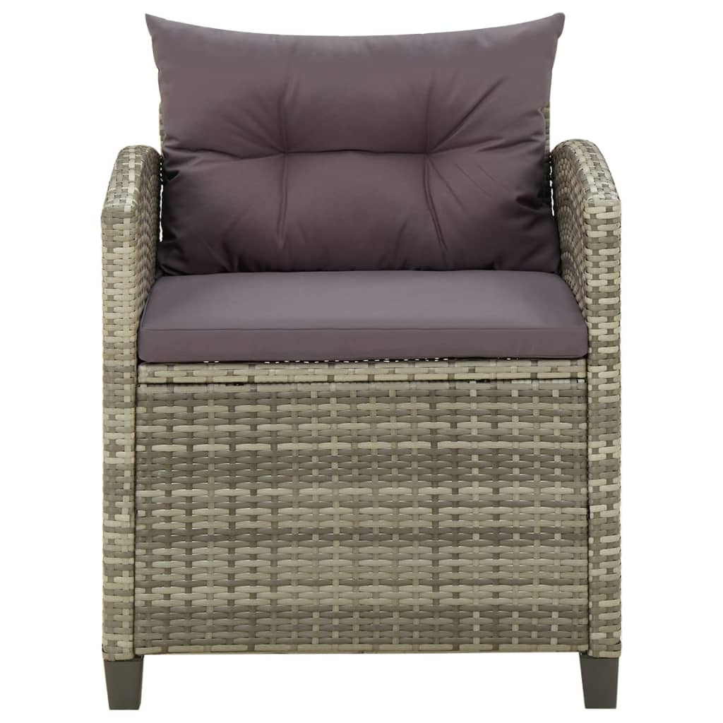 Sedia da Giardino con Cuscini in Polyrattan Grigio cod mxl 23224