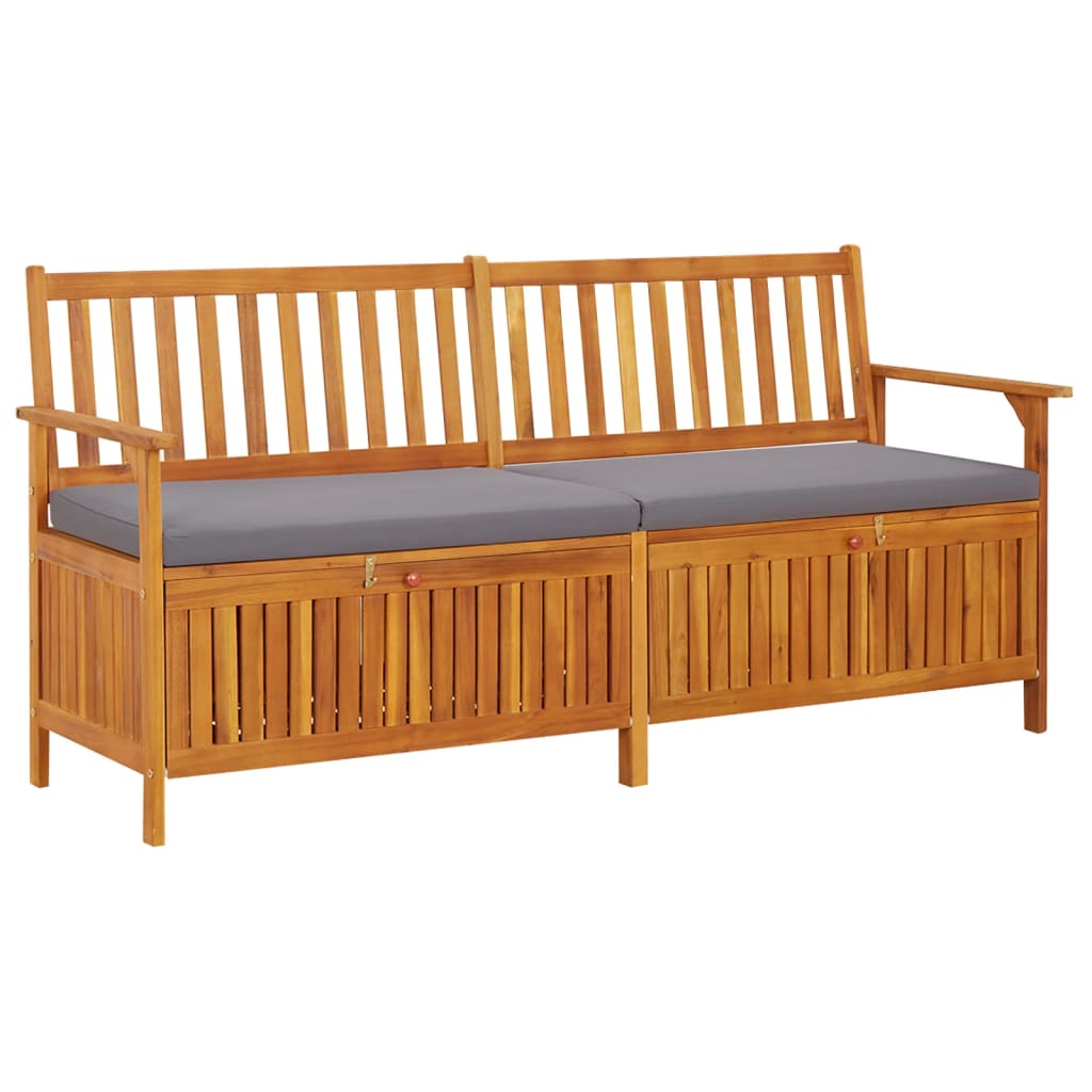 Panca da giardino mobili da esterno terrazza portaoggetti con cuscino 170 cm in legno massello di acacia 02_0011801