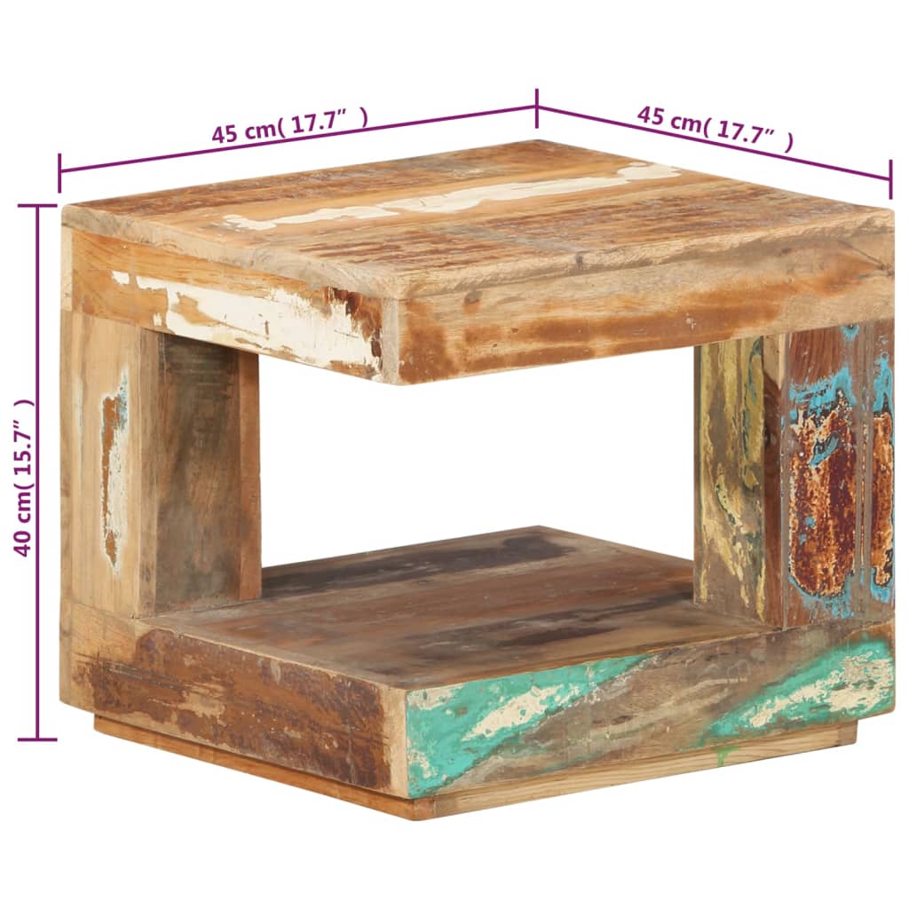 Tavolino da Salotto 45x45x40 cm in Legno Massello di Recupero 338008