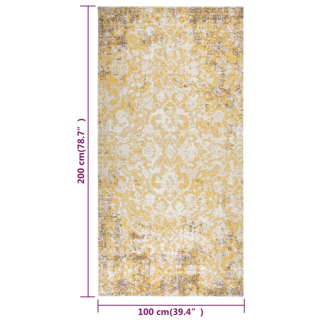 Tappeto da Esterni a Tessitura Piatta 100x200 cm Giallo 317045