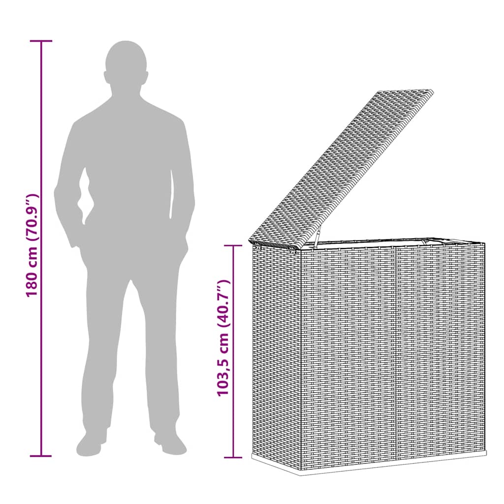 Contenitore Cuscini da Giardino Rattan PE 100x49x103,5 cm Nero 317223