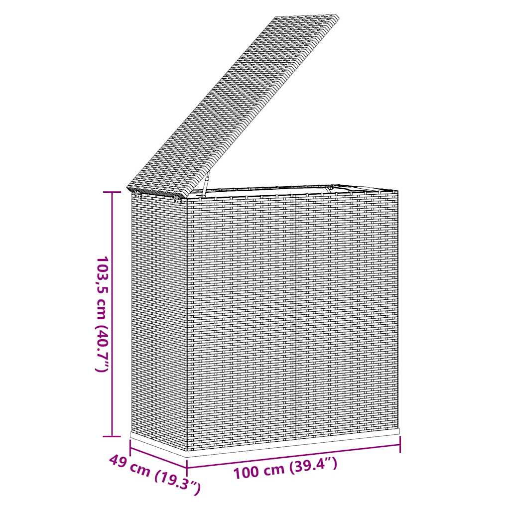 Contenitore da Giardino in Rattan PE 100x49x103,5 cm Marrone 317224