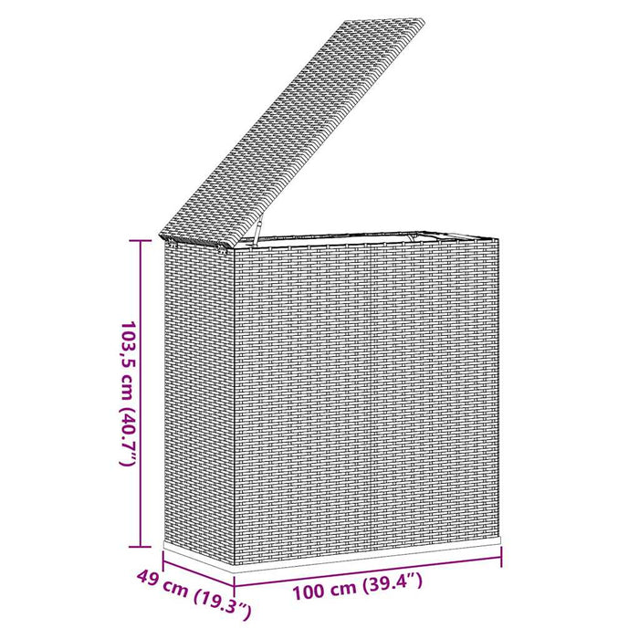 Contenitore da Giardino in Rattan PE 100x49x103,5 cm Marrone 317224