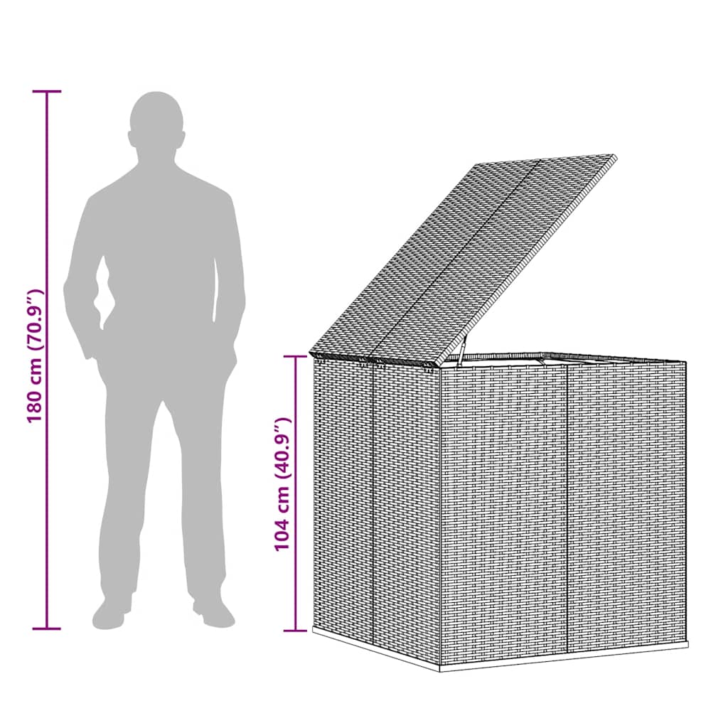 Contenitore da Giardino in Rattan PE 100x97,5x104 cm Grigio 317228