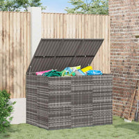 Contenitore da Giardino in Rattan PE 145x100x103 cm Grigio 317231