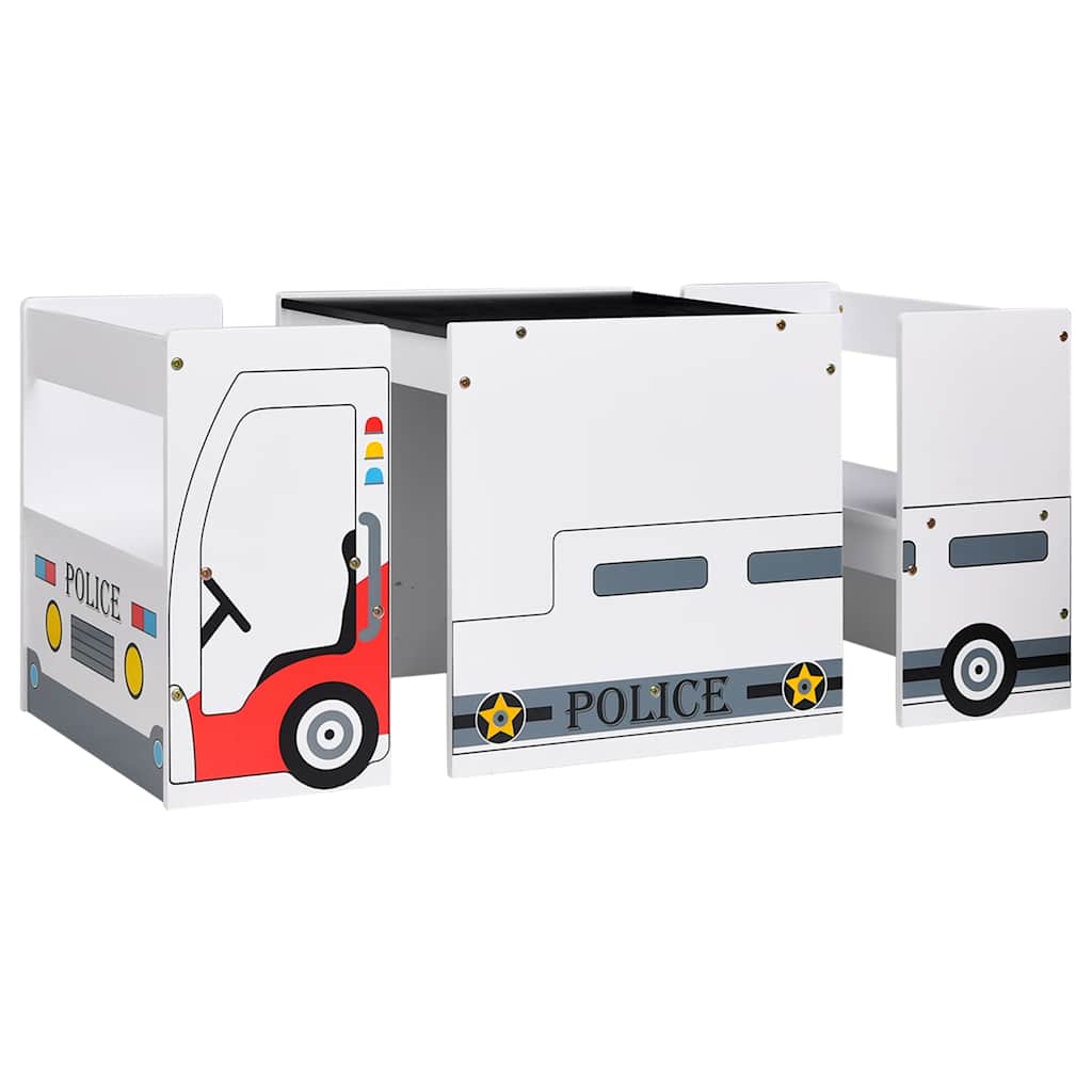 Set Tavolo e Sedia per Bambini 3 pz Design Auto Polizia in MDF 10405