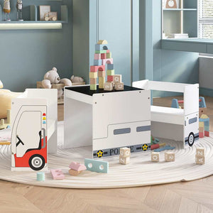 Set Tavolo e Sedia per Bambini 3 pz Design Auto Polizia in MDF 10405