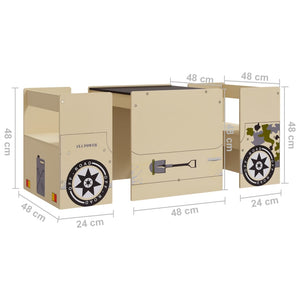 Set Tavolo e Sedia per Bambini 3 pz Auto Fuoristrada in MDF 10406