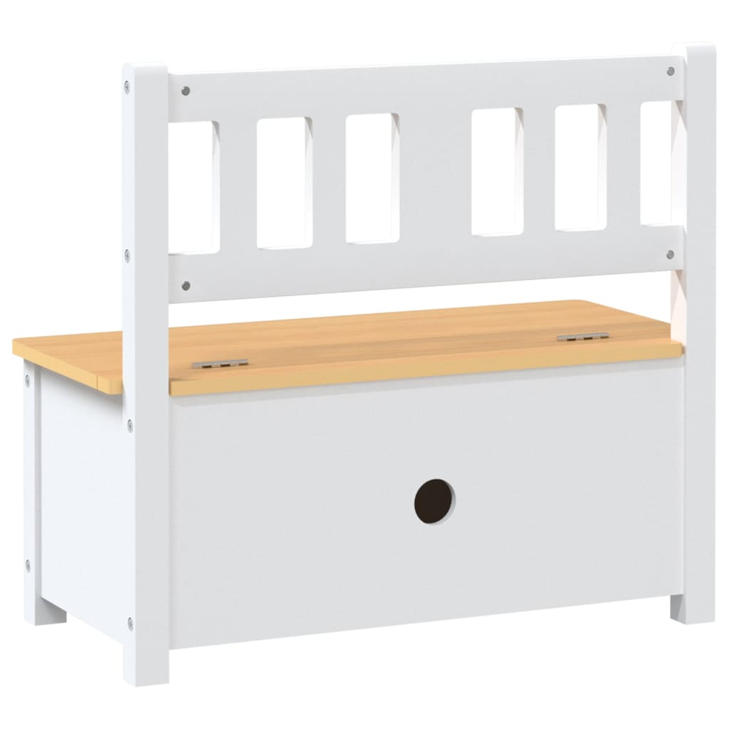 Cassapanca per Bambini Bianca e Beige 60x30x55 cm in MDF 10408