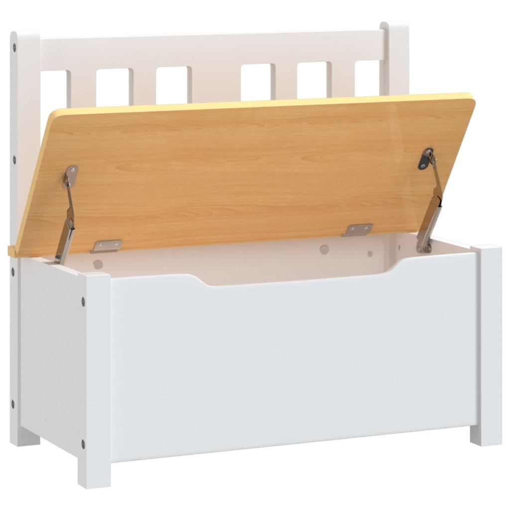 Cassapanca per Bambini Bianca e Beige 60x30x55 cm in MDF 10408