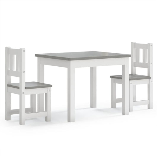 Set Tavolo e Sedie per Bambini 3 Pezzi Bianco e Grigio in MDF cod mxl 68094