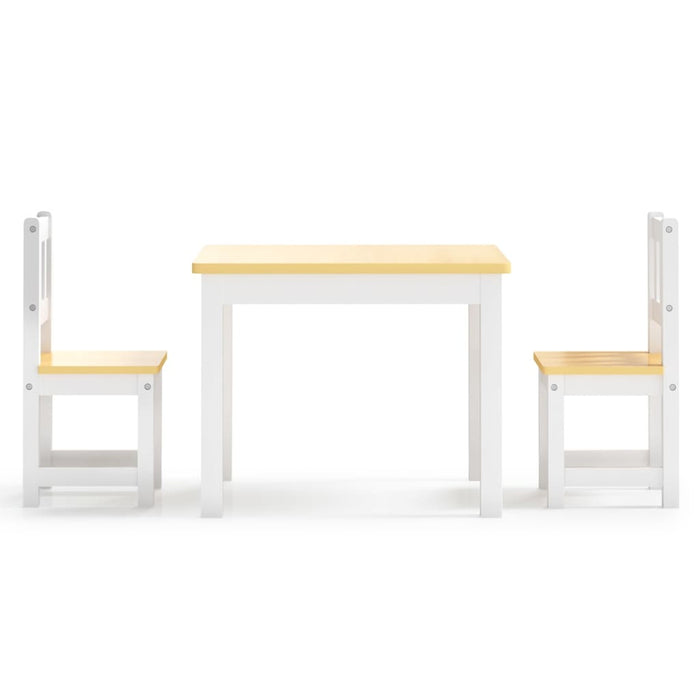 Set Tavolo e Sedie per Bambini 3 Pezzi Bianco e Beige in MDF cod mxl 76585