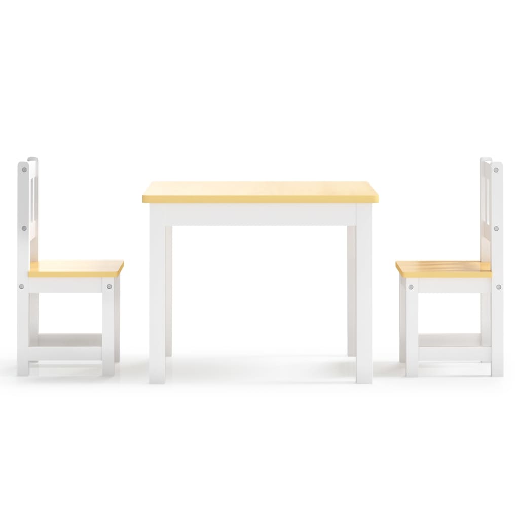 Set Tavolo e Sedie per Bambini 3 Pezzi Bianco e Beige in MDF 10410
